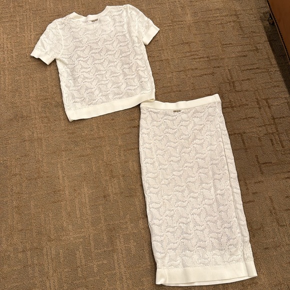 NWT Michael Kors jacquard short-sleeve and pencil skirt M/Bone set - Picture 4 of 7